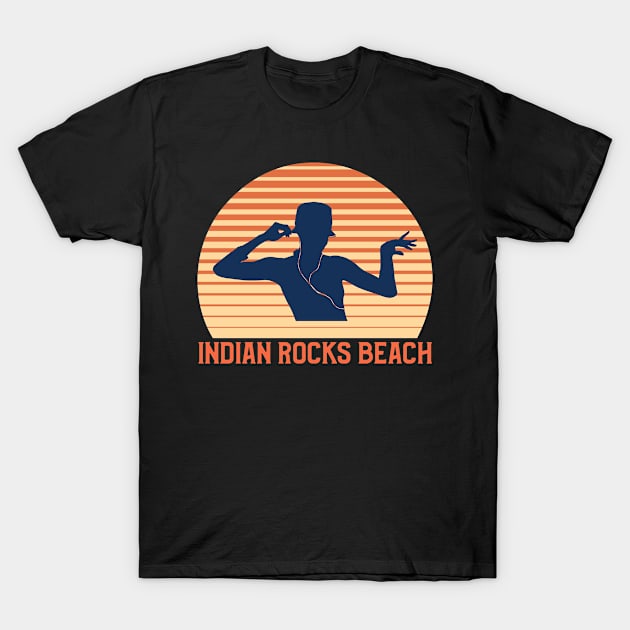 Indian Rocks Beach Sunset, Orange and Blue Sun, Gift for sunset lovers T-shirt, Listening to Music T-Shirt by AbsurdStore